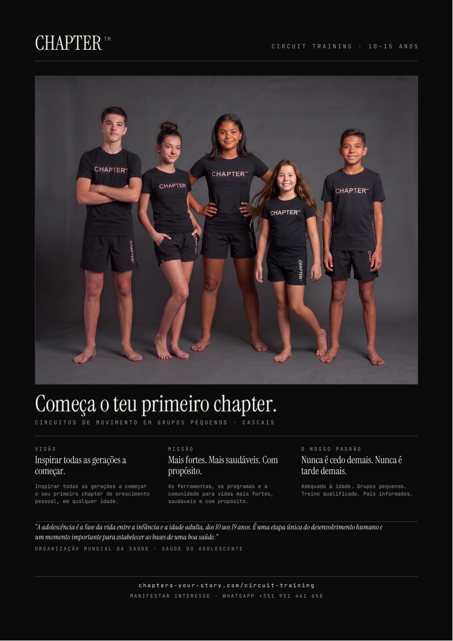 Flyer português CHAPTER™ Circuit Training para jovens dos 10 aos 15 anos