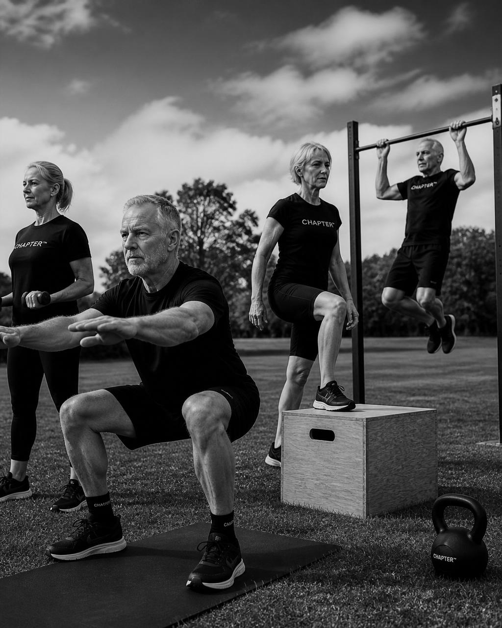 Masters circuit training outdoors