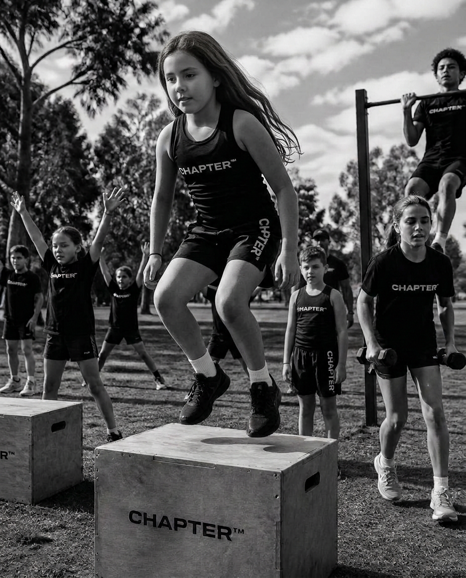 Youth circuit training outdoors